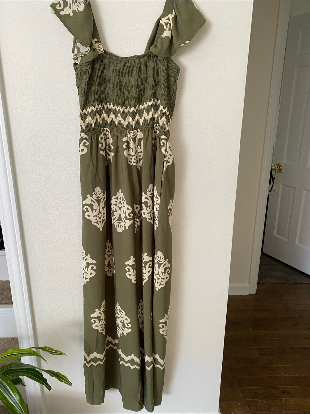 Olive Green Printed Maxi Skirt - size M